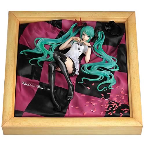 Vocaloid Miku World is Mine Statue and Light Brown Frame