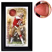 Joe Montana Signed 49ers Breaking Through Framed Display