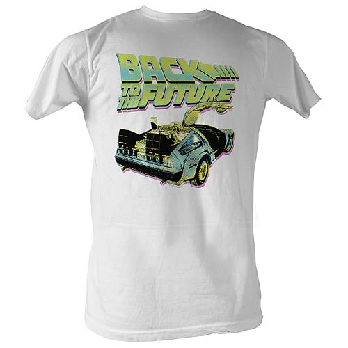 Back to the Future Neon Car White T-Shirt