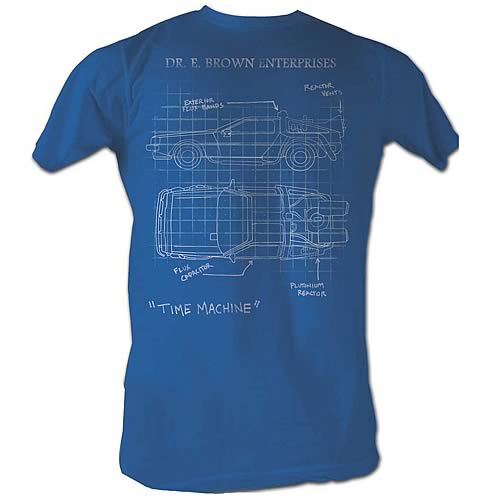 Back to the Future DeLorean Schematic Turquoise T-Shirt