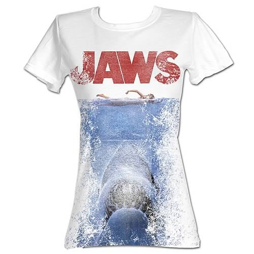 Jaws Movie Poster White Juniors T-Shirt