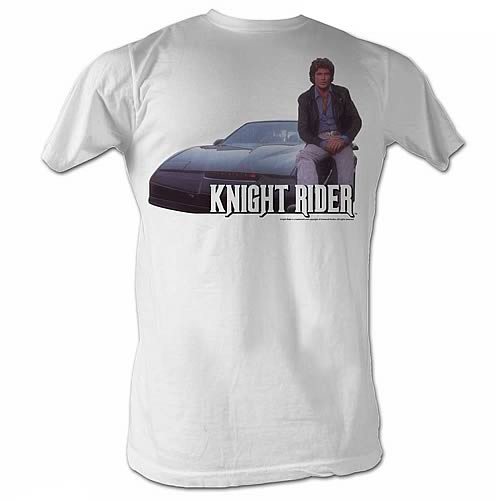 Knight Rider Mike and His KITT White T-Shirt