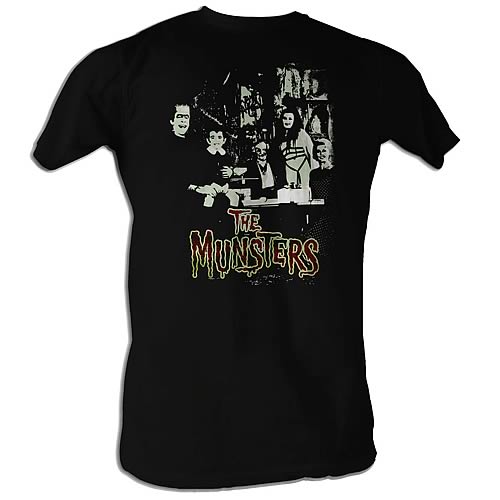 Munsters Family and Logo Black T-Shirt