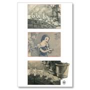 Disney Snow White Story Sketch Triptych Paper Giclee Print