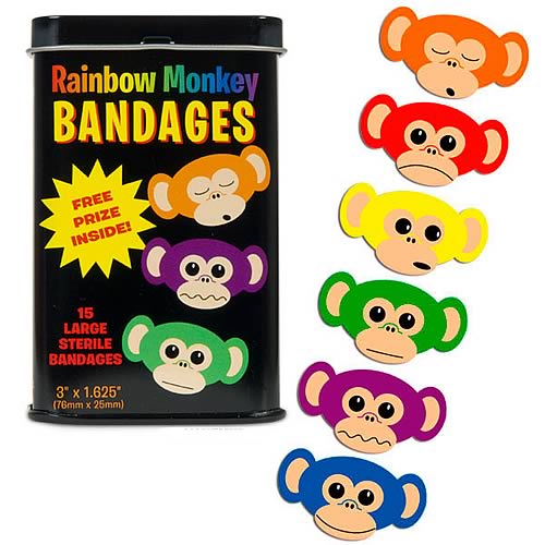 Rainbow Monkey Adhesive Bandages