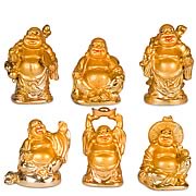 Prosperity Gua-Career Gua-Helpful People Gua Laughing Buddha Mini Statue 6-Pack