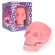 Pink Flocked Plastic Skull