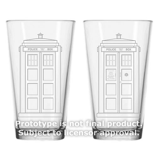Doctor Who TARDIS Etched Look 16 oz. Glass Set of 2