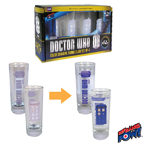 Doctor Who Color-Changing TARDIS 2 oz. Glass Set of 4