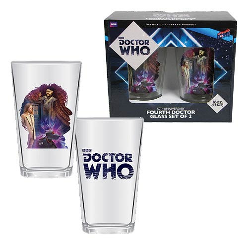 Doctor Who Anniversary Fourth Doctor 16 oz. Glass Set of 2