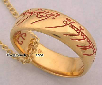 One Ring Necklace Red Script