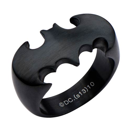 Batman Logo IP Black Matte Steel Ring