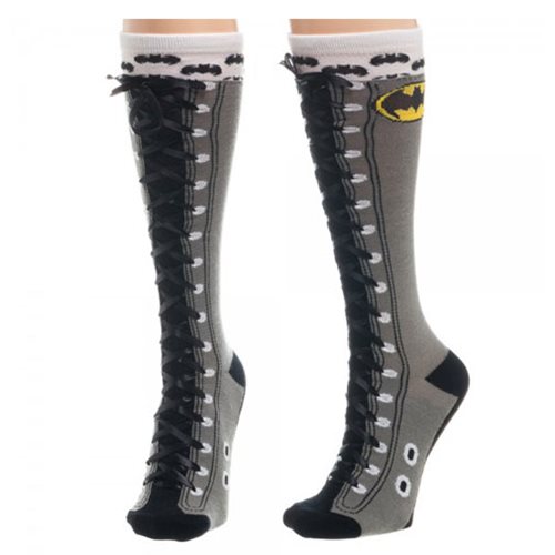 Batman Faux Lace Up Knee High Socks
