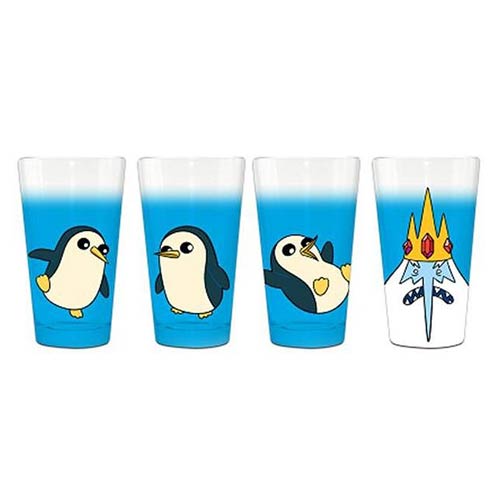 Adventure Time Ice King and Penguins Pint Glass 4-Pack
