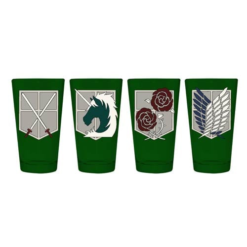 Attack on Titan Wall Badges Pint Glass 4-Pack
