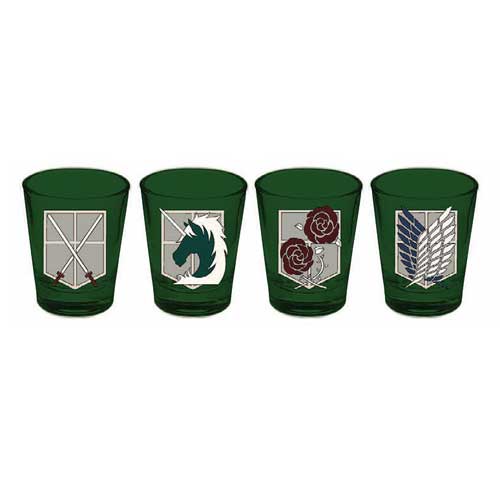 Attack on Titan Wall Badges Shot Glass 4-Pack