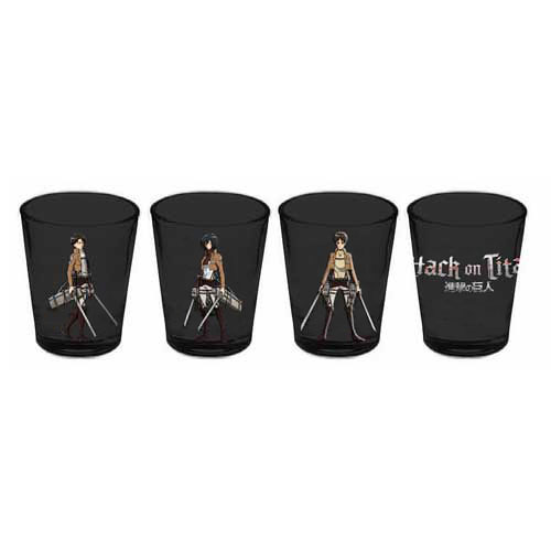 Attack on Titan Characters with Swords Shot Glass 4-Pack