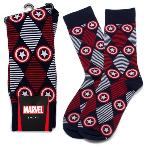 Captain America Navy Argyle Stripe Socks