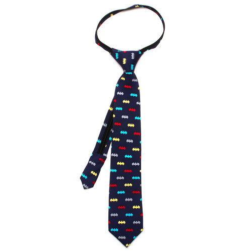 Batman Classic Multi-Color Boys Zipper Silk Tie