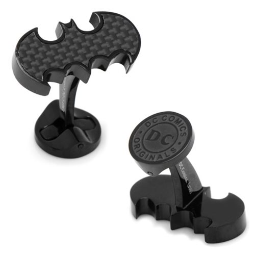 Batman Logo Carbon Fiber Stainless Steel Cufflinks