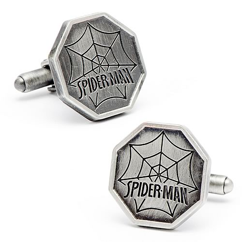 Spider-Man Comic Logo Silver Cufflinks