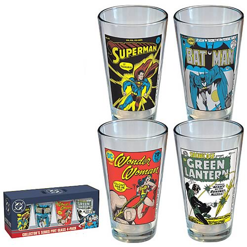 DC Comics Vintage Comic Cover Pint Glass 4-Pack
