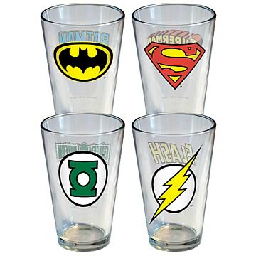 DC Comics Insignia Pint Glass 4-Pack