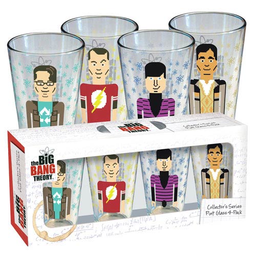 Big Bang Theory Pixelated Characters Pint Glass 4-Pack
