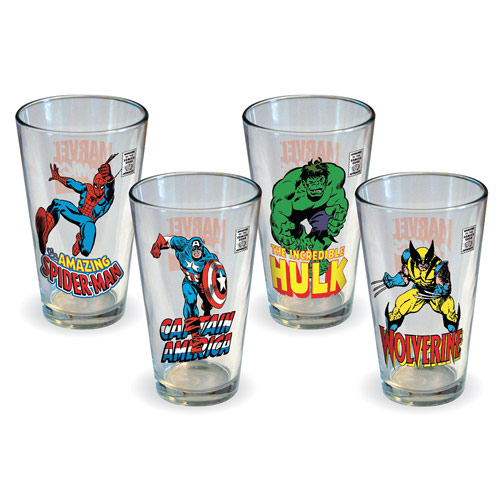 Marvel Comics Heroes Pint Glass 4-Pack