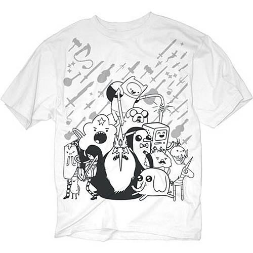 Adventure Time Monotone Characters White T-Shirt