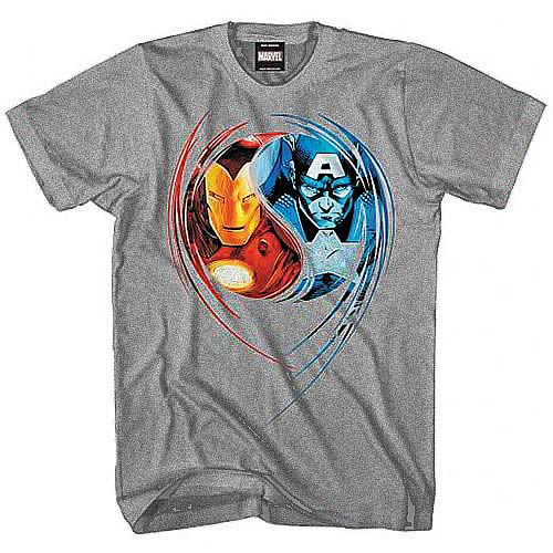 Avengers Captain America & Iron Man Dual Nature Gray T-Shirt