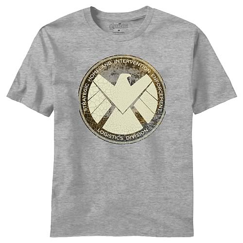 Avengers Movie Aged Shield Heather T-Shirt