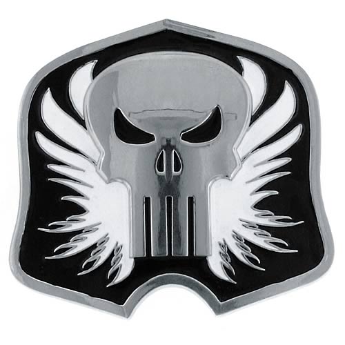 Punisher Shield Silver and Black Belt Buckle