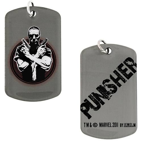 Punisher Crossed Guns Dog Tag Necklace