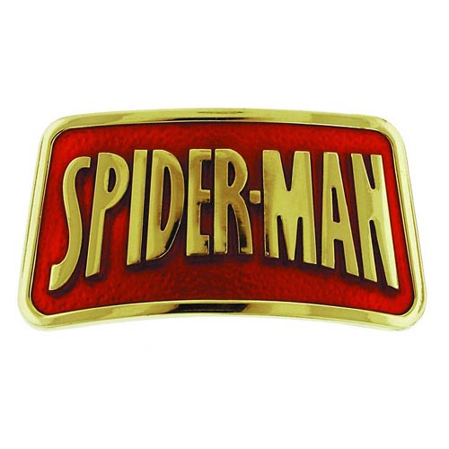 Spider-Man Logo Gold Rectangular Marvel Belt Buckle