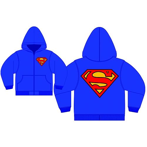 Superman Logo Blue Zip-Up Hooded Sweatshirt