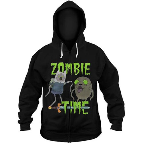 Adventure Time Finn and Jake Zombie Time Black Zip-Up Hoodie