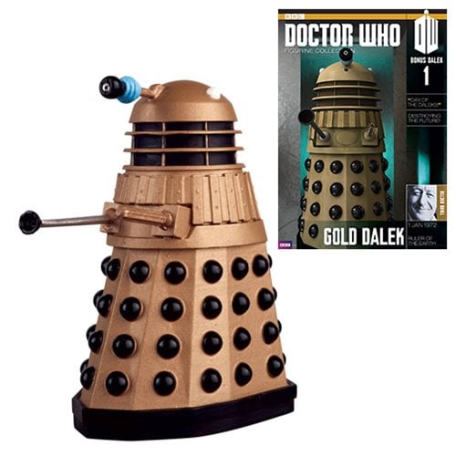 Doctor Who Golden Dalek Figure with Collector Magazine #1