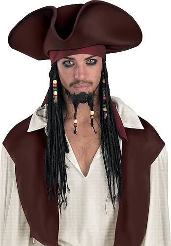 Captain Jack Sparrow Adult Hat with Beaded Braids