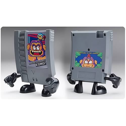 Awesome classic video game cartridge vinyl figure! The 10-Doh! So Analog Series is a line that collectors won't want to miss out on. Limited edition of 300 pieces! The 10-Doh! line of vinyl figures from Squid Kids Ink is one series that fans of classic cartridge video game systems do not want to miss out on! Resembling a classic video game cartridge from the home entertainment system Nintendo NES, this 10-Doh! Hyperactive Monkey Kong Video Game Cartridge Vinyl Figure by artist Jerome Lu features a little guy with a mallet trying to best a large purple hyperactive monkey and looks like it would be one awesome video game to play. Get ready to jump some barrels and smash that primate, almost kind of like Nintendo's Donkey Kong ! But really, this and Donkey Kong have no resemblances. Measures 7-inches tall and is a limited edition of 300 pieces.