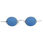 Steampunk Silver/Blue Fu Man Chu Glasses