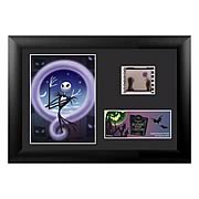 Film Cells > Nightmare Before Christmas - Own a piece of Tim Burtons masterpiece,  The Nightmare Before Christmas ! Features Jack Skellington, beautifully mounted and framed! A must-have collectible, direct from Halloweentown! This amazing film cell features prints and actual cells from  The Nightmare Before Christmas . Measures 5-inches tall x 7-inches wide. Perfect for displaying in your home or at the office, all the elements are framed in black wood and includes a certificate of authenticity. Every year in Halloweentown the monsters come out on Halloween and perform a real scare. One Halloween the pumpkin king, Jack Skellington becomes bored with this idea and saunters off into the woods. He soon discovers a clearing of trees that have particular doors to match the various holidays. Jack is entranced by the Christmas Tree door and he enters the world of Christmastown. He is fascinated by the idea of Christmas and is determined to share it with his fellow citizens of Halloween town. Please note that the actual cell of film may vary from piece to piece, as they are hand-selected from reels of film.: Sizes 