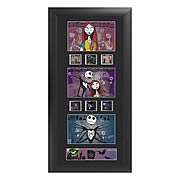 Film Cells > Nightmare Before Christmas - Own a piece of the movie! Beautifully mounted and framed! A must-have collectible for fans of  The Nightmare Before Christmas ! It is the same routine every year in Halloweentown, on Halloween the monsters come out and perform a real scare. This particular Halloween, the pumpkin king Jack Skellington, bored of the idea, saunters off into the woods with his dog Zero after Halloween night. Upon the break of dawn, he discovers a clearing of trees with different doors representing various holidays. The Christmas Tree door attracts his attention and upon entrance into the world of Christmas, Jack is fascinated with this new idea of Christmas that he must absolutely share with the citizens of Halloweentown! This highly-detailed framed upright triple film cell measures 13-inches tall x 11-inches wide. Limited to just 2,500 pieces worldwide! Please note that the actual cell of film may vary from piece to piece, as they are hand-selected from reels of film.: Sizes 