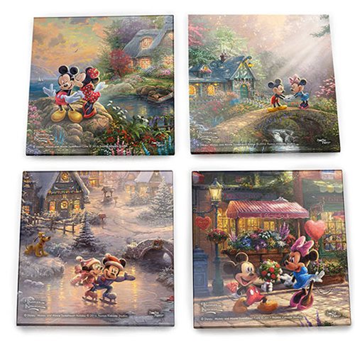 Mickey and Minnie Sweetheart Thomas Kinkade Coaster Set