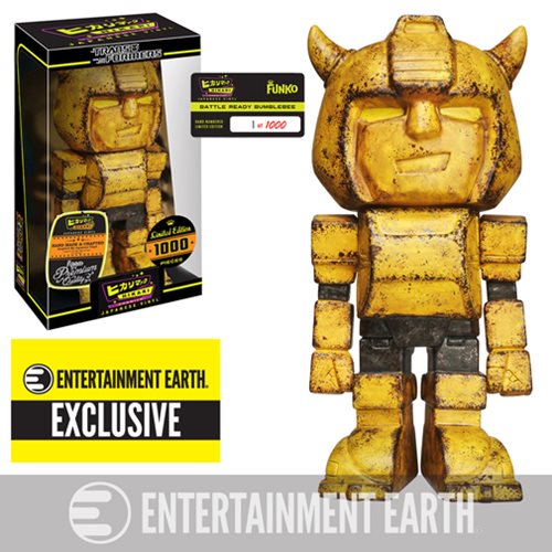 Autobots roll out! This Classic Transformers Autobot looks primed and ready for battle! This Transformers Battle Ready Bumblebee Hikari Premium Japanese Vinyl - Entertainment Earth Exclusive is a limited edition of only 1,000 pieces and is individually numbered. Bumblebee is given the Hikari Premium styling, as he stands 6-inches tall in a distressed and battle-worn look! The Transformers Battle Ready Bumblebee Hikari Premium Japanese Vinyl - Entertainment Earth Exclusive is hand-painted with even more paint and special attention (over 75 paint applications) to detail give this Premium figure an even more spectacular look! Bumblebee comes in a stylish and displayable window box, for all your Transformer-collecting friends to drool over! Measuring about 7-inches tall. Ages 14 and up.