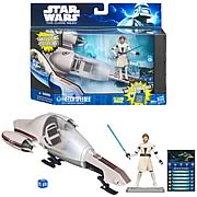 Star Wars Clone Wars Freeco Bike Vehicle and Obi Wan Kenobi