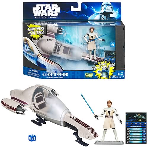 Star Wars Clone Wars Freeco Bike Vehicle and Obi-Wan Kenobi