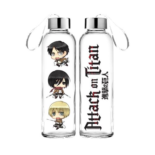 Attack On Titan Chibi Glass Water Bottle