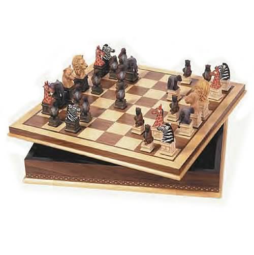 Animal Chessmen with 20-Inch Chessboard