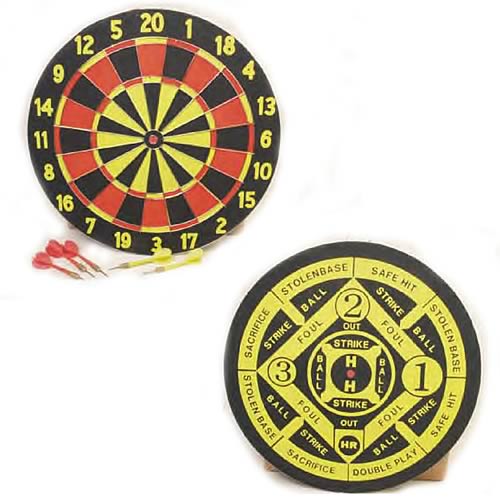 Dart Board 2-Sided Version With 6 Tru-Flight Darts
